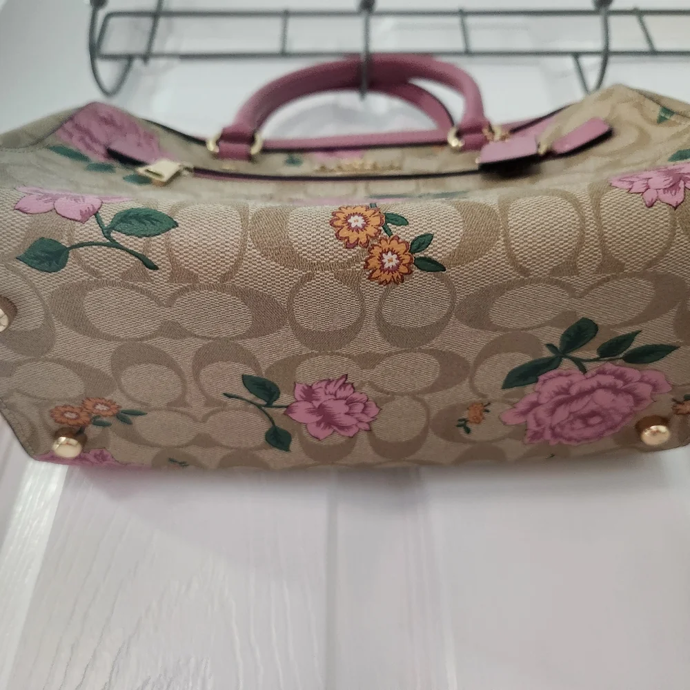 Coach Pink and Tan Floral Satchel - Picture 8 of 9